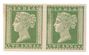 1890 2 a. Reprinted essay on wove —Superb Imperforate pair, Light horizontal crease at top