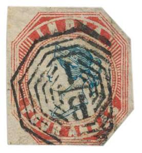 1855 4 a. Blue and Red, 4th printing, Head Die III, Frame Die II, SG, position 19, SG 23, 