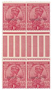 KG V 1 a. block of 4 with gutter margin each h.s. 'CANCELLED' optd in small type, MNH, Whi