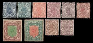 1925 Delhi Specimens 2 a. x 8 colors and 1 Rupee x 2 colors. Note in 1925, i.e. one year b