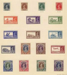 1937/40 KG VI complete set to 25r + 1940 complete set to 14a. Mint, MLH.