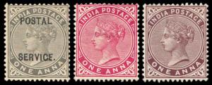 QV 1a. Grey Black optd “Postal Service” with probably a Color Trial on a variety, Normal i