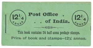 1904 KED VII Stamps Booklet, Black on Green (No. B1) 12 ¼ a. Booklet containing Eighteen ½