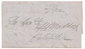 1843 EL from Calcutta written and signed by General Sir Charles Napier, endorsed “Free” wi