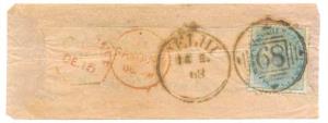 1868-1872 EI Stamped Native Covers (5) Type 9, No.68 Delhi, Fine, clear cancellation.
