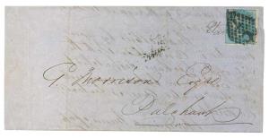 1865 Entire folded letter from Saint Thome, Suburban office to Paulghaut via Madras, frank