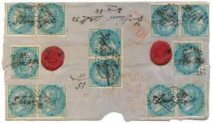 1868 Registered part cover from Kurnool to Secunderabad, franked with East India ½ anna. (