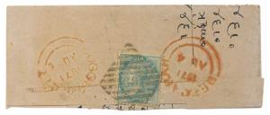 1871 Entire folded letter from Beztarah to Juggumpett, franked at reverse with EI ½ a. (1)