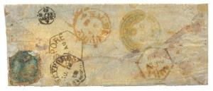 1869 Type 110. A cover with ½ a. EI stamp damaged, with a very small circle, 4/BLTO/11-8/6