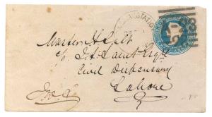 1877-84 PSE QV ½ a. Blue on white laid obliquely with seal in plain relief, PV# EN9, from 