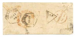 1868 Unrecorded Railway Cancellation, EI Native cover, “Railway Terminus Post Office, Agra