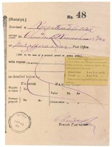 1887 Registered Letter Receipt with Scarce instructional Yellow label with information abo