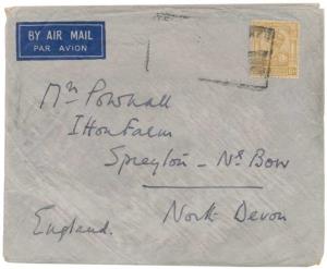 1936 Scipio cover India to England missing two stamps on reverse with 2 line “ DAMAGED BY/