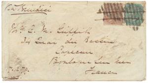 1879 Cover from 1st Afghan war correspondence to famous Mrs. Griffith's in United Kingdom 