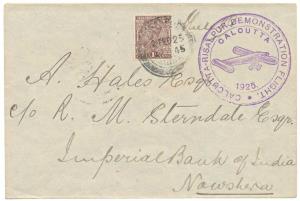 1925 Calcutta-Risalpur Demonstration flight cover by RAF Posted to Nowshera, Circular Viol