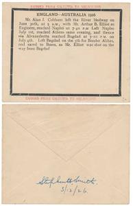 1926 England – Australia flight by Mr. Alan J. Cobham 1926, unused cover with Red “Carried