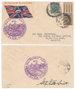 1933 (Apr 8) Purnea – Mount Everest Flight Cover, franked with 1926-33 KG V 3p. & 1p. (SG 
