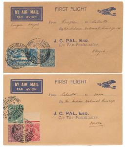 1933 First Flight by Indian National Airways, Set of 4 covers, Dacca – Calcutta & Calcutta
