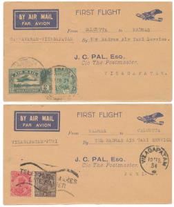 1934 Madras Air Taxi Service, Set of 5 covers, Gannavaram – Vizagapattam & Vizagapattam – 
