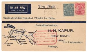 1935 Tata's Demonstration Flight, First Direct Air Mail between Bombay & Calcutta, (2 Cove