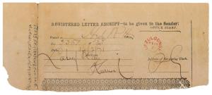 Printed Registered Letter Receipt No.2351 posted from Hyderabad given to the sender dated 