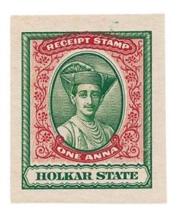 Holkar (Indore) 1 Anna, Impref, bi-coloured Proof from archives on thick paper, Very Rare.