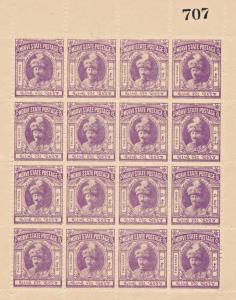 1935, Maharaja Lakhdirji, 2 a. Dull Violet, SG 19, complete sheet of 16 stamps, MNH, Fine.
