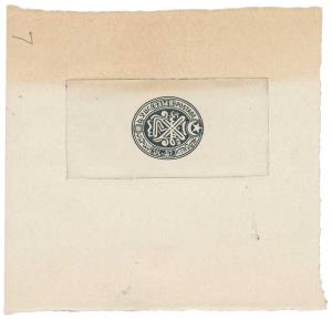 Hyderabad Die Proof of the postal stationery envelope for 8p. – marked '7' at lower left R