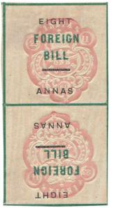1901, Foreign Bill stamp, 8 a. overprinted on 1 Re.1/-, Rose, Tete – beche Pair , Hinged, 