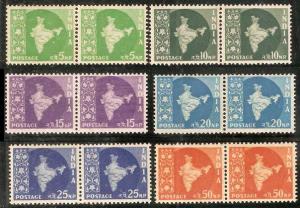 Set of 6 Map Series Coil stamps in pairs, 5np., 10np., 15np., 20np., 25np, 50np., Mint, Fi