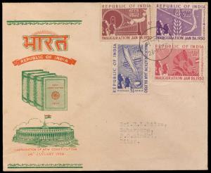1950, Republic of India, Set of 4 Stamps, SG 329/32, Private FDC, Bombay, Fine.