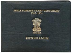 India Postage Stamp Centenary 1854-1954, Souvenir Album in Black without stamps, Fine.