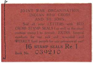 Booklet of 16 Red Cross Stamp Seals, Joint War Organisation Indian Red Cross and St. John,