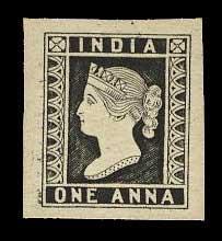 Plate Proof of 1854 1 a. Design in Black on Thick Card.