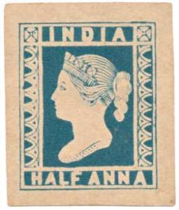 Reprint of the 1854 ½ a. Litho in Blue in Fine Condition.