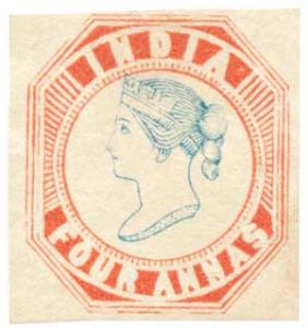 Reprint of the 1854, 4 a. Red & Blue Litho stamp in Fine Condition.