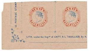 Reprint of the 1854 Wide setting with wavy lines 4 a. Red & Blue bottom left corner margin