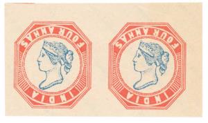Fournier forgery of the famous 1854, 4 a. "Head Inverted" horizontal pair. Fournier Forger