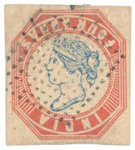 Fournier forgery of the famous 1854, 4 a. "Head Inverted" with forged diamond of dots canc