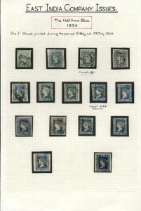 1854 ½ a. Die I - A study of the various shades and cancels. (15)
