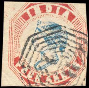 1854 4th printing Head III Frame II cut square with margins on left & right, into outer fr