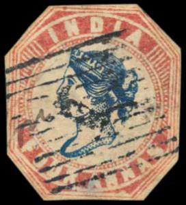 1854 3rd printing Head III Frame I Blue & Red cut to shape, SG 21.