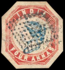 1854 3rd printing Head III Frame I Blue & Red cut to shape with very large margins all aro