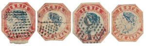 1854 4 a., 4 cut to shape copies unchecked for dies, some with faults.