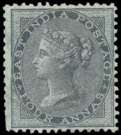 1835 EI QV 4 a. Black, SG 35, Blue Glazed Paper, No wmk. Mint, Unused, Very Scarce, High C