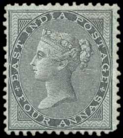1835 EI QV 4 a. Black, SG 35, Blue Glazed Paper, No wmk., Mint, Unused, Very Scarce, High 