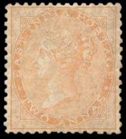 1856-64 EI QV 2 a. Yellow Buff, SG 42, Yellowish to White Paper, No wmk., Unused, Very Sca
