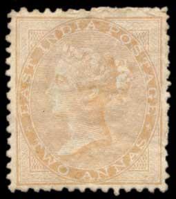 1856-64 EI QV 2 a. Yellow Buff, SG 42, Yellowish to White Paper, No wmk., LH, Unused, Very