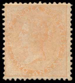 1856-64 EI QV 2 a. Orange, SG 44, Yellowish to White Paper, No wmk., Hinged, Unused, Very 
