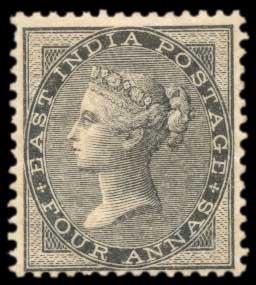 1856-65 EI QV 4 a. Black, SG 45, Yellowish to White Paper, No wmk., MNH, high Catalogue, V